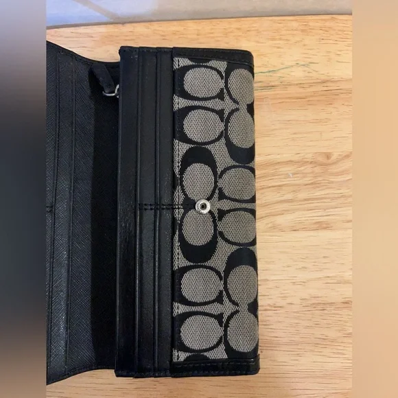 Coach Legacy Signature Checkbook Wallet With Leather Trim - Picture 11 of 15